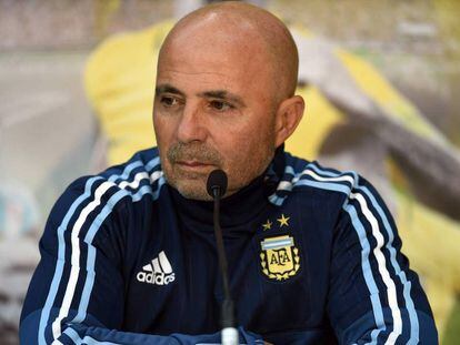 Jorge Sampaoli en una rueda de prensa.