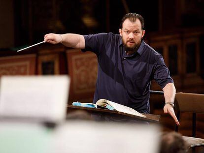 El director Andris Nelsons, durante los ensayos el viernes del Concierto de Año Nuevo.