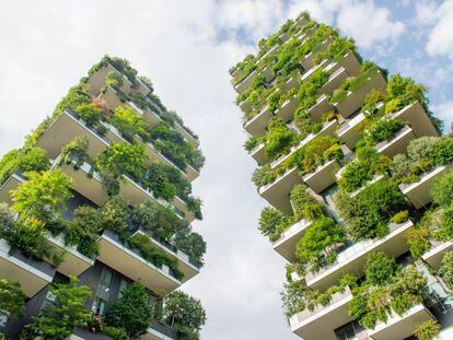 Rascacielos cubiertos de vegetación, obra del arquitecto italiano Stefano Boeri. Se sitúan en Milán y son dos torres de 80 y 112 metros de alto, donde se plantaron 780 árboles y 16.000 plantas y arbustos: el equivalente a dos hectáreas de bosque.