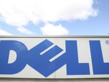 Logotipo de la entrada de la empres tecnol&oacute;gica Dell en Montpellier, Francia. 