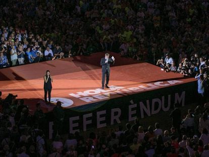 Carles Puigdemont durante el acto de inicio de campa&ntilde;a para el refer&eacute;ndum del 1-O.