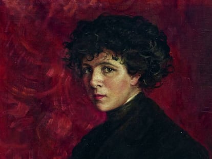 Detalle de 'Autorretrato de cuerpo entero' (1912), de María Roësset.