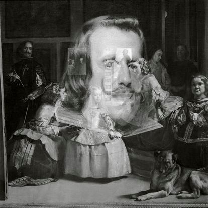Felipe IV surge entre la niebla de sus hijas en ‘Las meninas’, de Velázquez. Es la asombrosa técnica del ‘sfumato’ que Alberto García-Alix confiere con su cámara a la fusión de las dos pinturas.