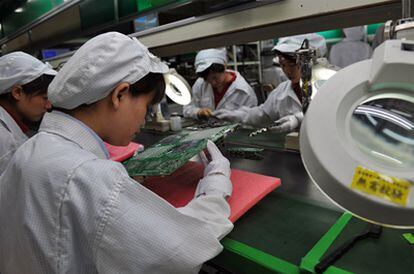 Fábrica de ensamblaje de Foxconn en Shenzhen, el pasado 26 de mayo.