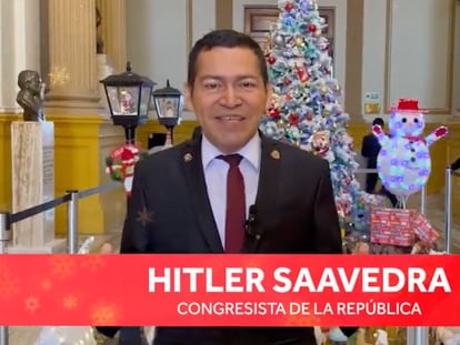 Hitler Saavedra, en la felicitación navideña del perfil de X del Congreso del Perú.