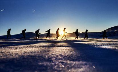 Participantes en la maratón del Círculo Polar 2016, en Groenlandia.