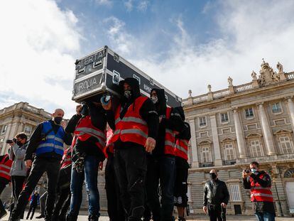 Protesta del sector de los espectáculos reunido en el movimiento Alerta Roja, en septiembre de 2020 en Madrid.