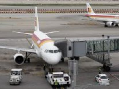 Aviones de Iberia en el aeropuerto de Barajas.