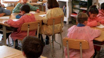 Alumnos de educaci&oacute;n infantil en un colegio valenciano.