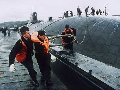 Un submarino ruso de la clase Akula, como el accidentado, en 1995.