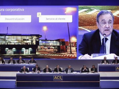El presidente de ACS, Florentino P&eacute;rez, durante una junta de accionistas 