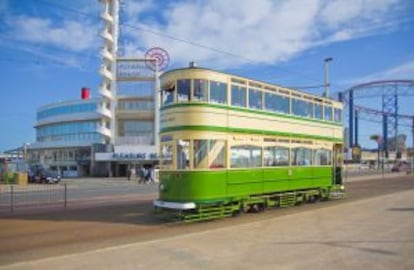 Un tranvía de Blackpool, en Reino Unido.