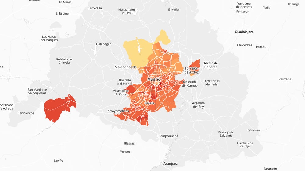 Buscador por calles | La incidencia decrece en Madrid capital y en el 70% de la zonas de salud de la comunidad