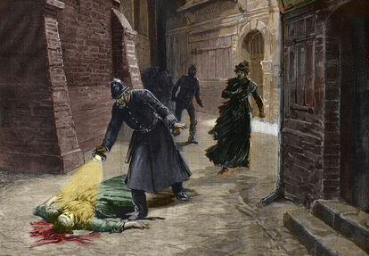 'Descubrimiento de una de las víctimas de Jack el Destripador' (1888).