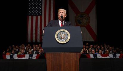 Donald Trump ofrece un discurso, en septiembre de 2019.