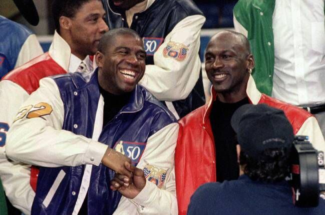 Magic Johnson y Michael Jordan.