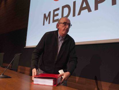 Jaume Roures, en una conferencia de prensa en Barcelona. 