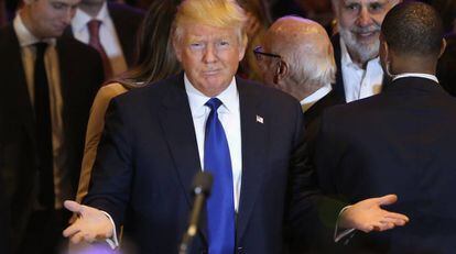 Donald Trump, el martes en la fiesta de las primarias de Nueva York.