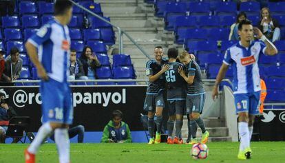 Javi López y Hernán Pérez, en la derrota del Espanyol ante el Celta.