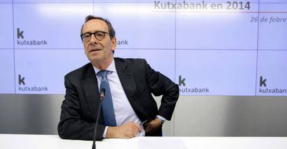 Gregorio Villalabeitia, presidente de Kutxabank, en un comparecencia en Bilbao.