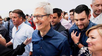 El presidente de Apple, Tim Cook, la semana pasada en California.