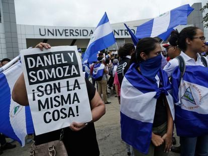 Sede de la Universidad Centroamericana de Managua, durante una protesta.