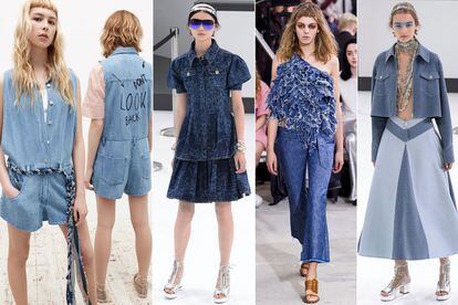 ‘Total look’ de Zara, Chanel (segundo y cuarto) y Marques’Almeida.