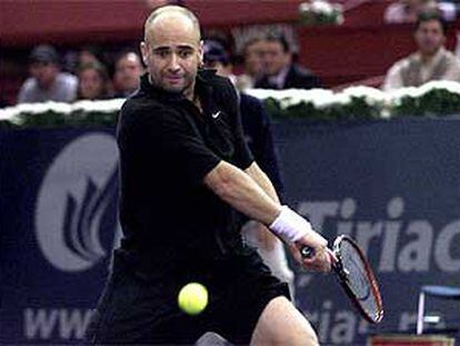 Agassi, ayer durante la semifinal ante el francés Grosjean.