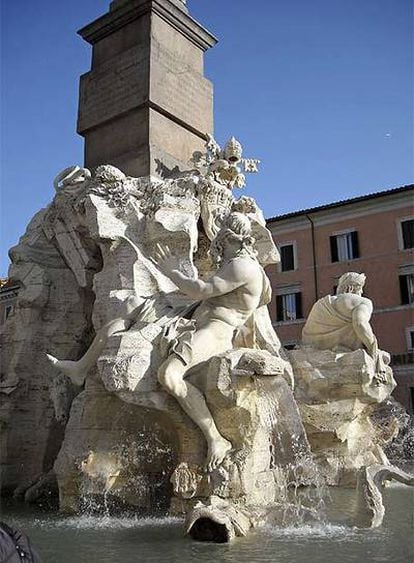 Aspecto de la 'fontana' diseñada por Bernini tras los trabajos de restauración