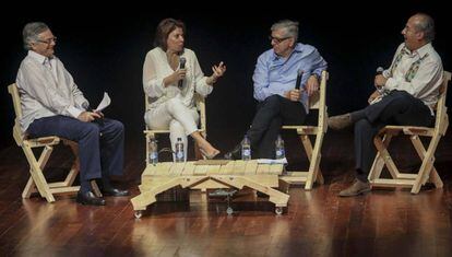 Mois&eacute;s Na&iacute;m, Laura Chinchilla, C&eacute;sar Gaviria y Felipe Calder&oacute;n.