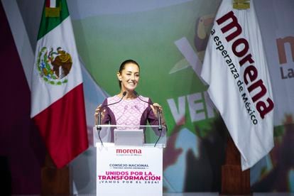 Claudia Sheinbaum, durante  la tercera asamblea ordinaria de MORENA en la Ciudad de México el 10 de Septiembre de 2023.