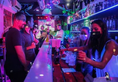 The bar of a nightclub in the Malasaña neighborhood, in Madrid.