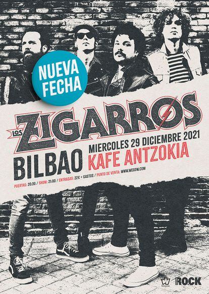 Cartel del concierto de Los Zigarros en Kafe Antzokia.