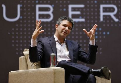 Travis Kalanick, consejero delegado y fundador de Uber, durante una conferencia en India.