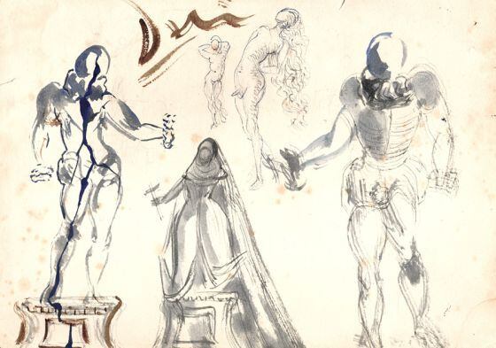 Salvador Dalí. Boceto de escenografía para Don Juan Tenorio (1949). Museo Nacional del Teatro
