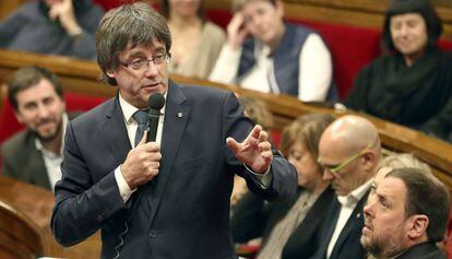 Carles Puigdemont, en el Parlament.