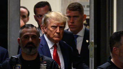El expresidente Donald Trump en la corte de Manhattan, en Nueva York.