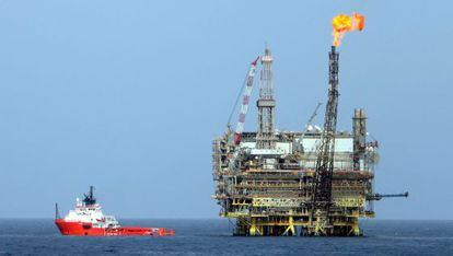 La plataforma petrolífera de Mellitah Oil and Gas B.V. Oil Division Bouri field, al noroccidente de Trípoli (Libia).