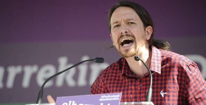 El líder de Podemos, Pablo Iglesias, en el País Vasco.
