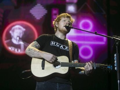 Ed Sheeran durante su concierto en Barcelona.