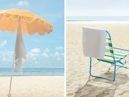 Una sombrilla y una silla de playa que pueden encontrarse en la colección de verano de Ikea. IKEA.