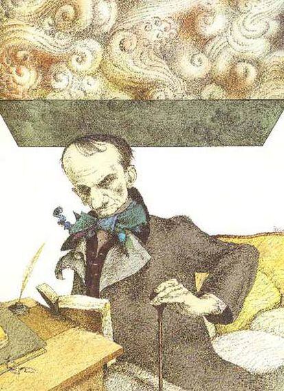 El autor francés Charles Baudelaire, caricaturizado por Tullio Pericoli en 1987.