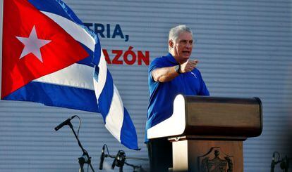 The Cuban president, Miguel Díaz-Canel, during a ceremony in Havana last July.