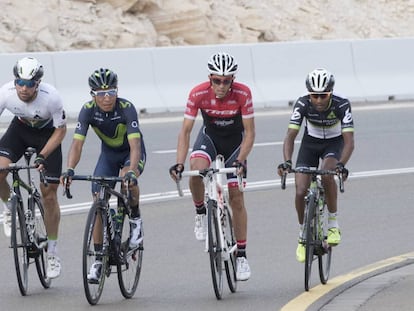 Quintana y Contador, el s&aacute;bado, en la etapa reina de Abu Dabi.