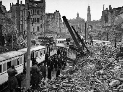 La ciudad de Dresde, en Alemania, tras los bombardeos de los aliados en 1945. 