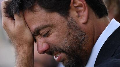 Andrea Agnelli, en 2019, durante un partido de la Juventus, club que presidía hasta ahora, con el Parma.