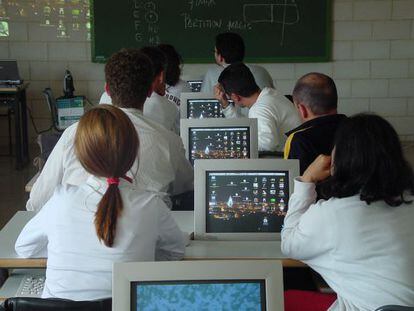 Alumnos de un instituto de Badajoz. 