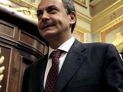El presidente del Gobierno, José Luis Rodríguez Zapatero, hoy en el Congreso.
