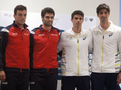 Roberto Bautista y Pablo Andújar acompañados de los brasileños Rogerio Dutra Silva y Thomaz Belluci.