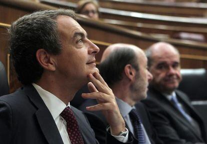 Zapatero durante la sesión de control al Gobierno de esta mañana. 